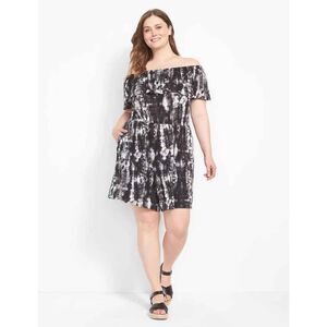 LANE BRYANT Convertible Off-The-Shoulder Black & White Knit Romper, 18/20